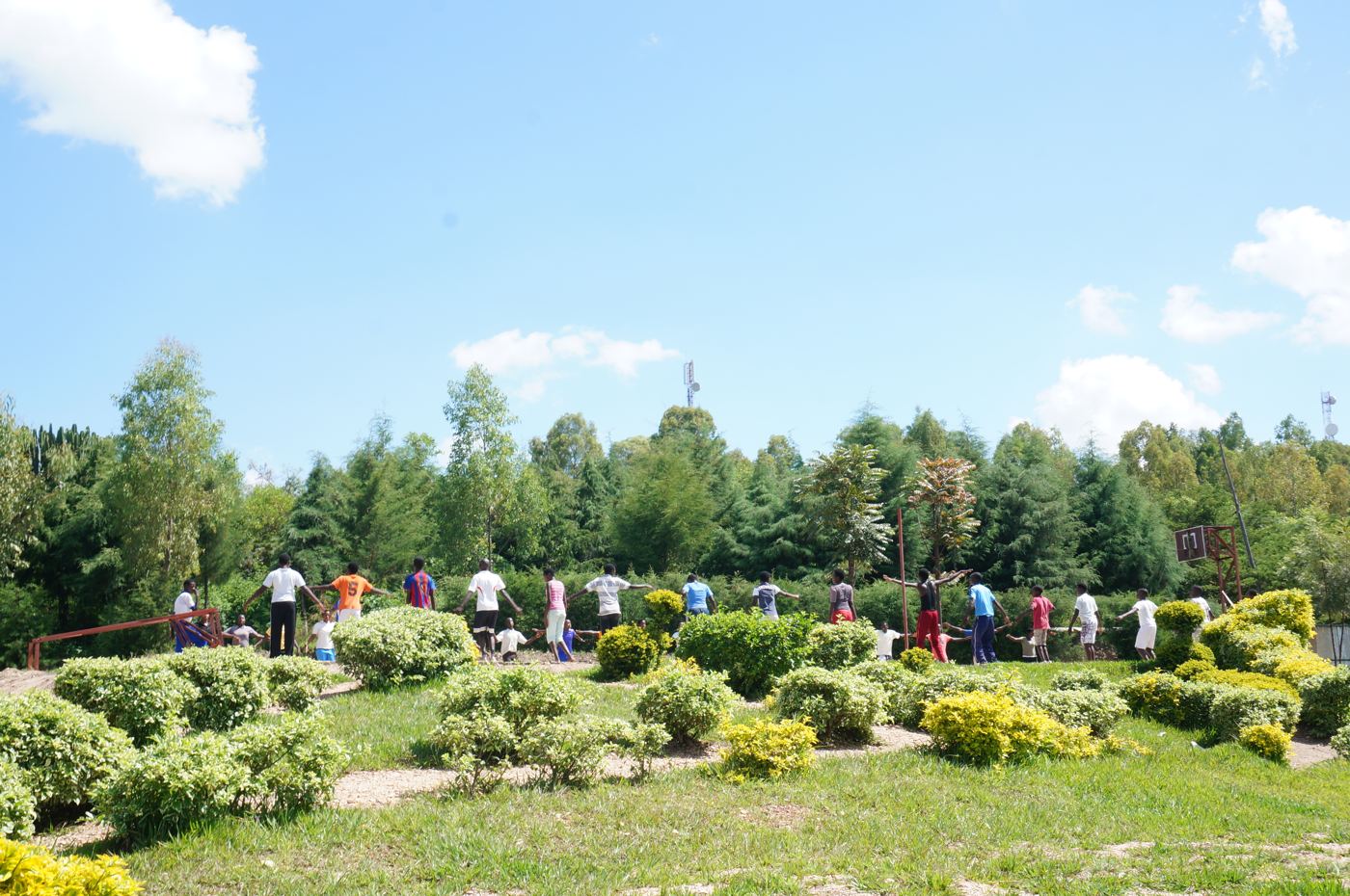 Students playing on the school grounds