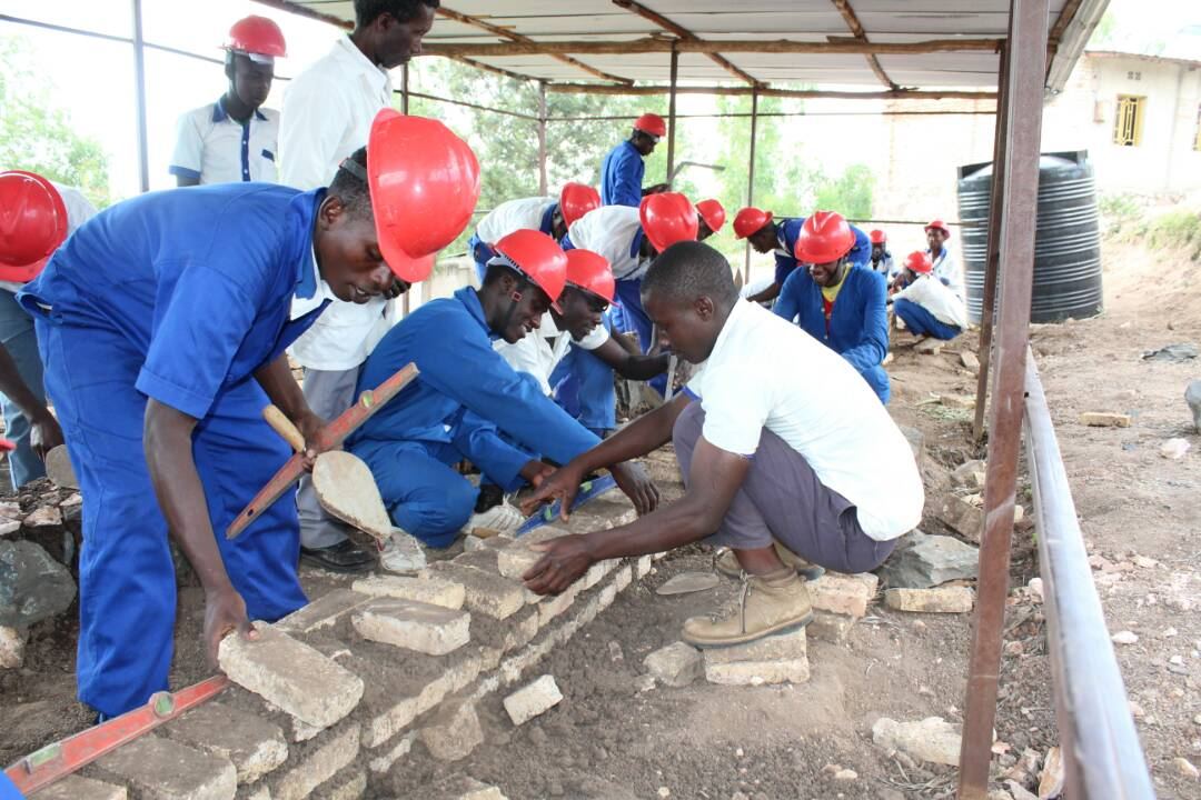 Students in a masonry vocational class